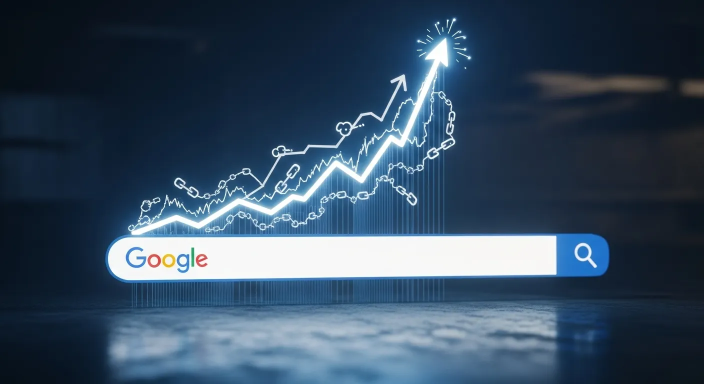 поисковая строка гугл и график растущий вверх